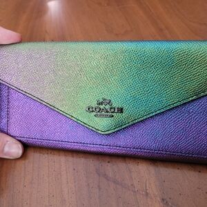 Coach Iridescent Green and Purple Women's Wallet